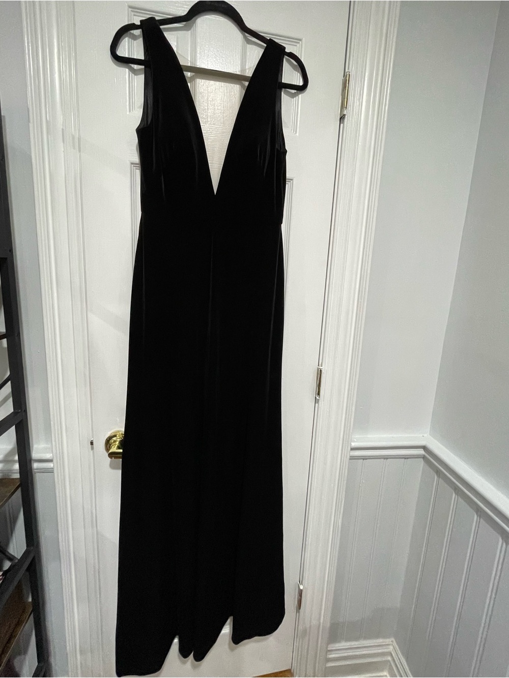 Jenny Yoo Black Plunging V-Neck Maxi Dress